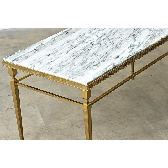 Metal Early 20th Century French Brass and Marble Coffee Table For Sale - Image 7 of 11
