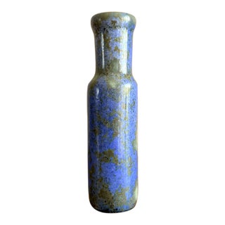 Vintage 1960s Mid-Century Hans Hedberg Blue Mottled Glaze Ceramic Vase Biot, France For Sale