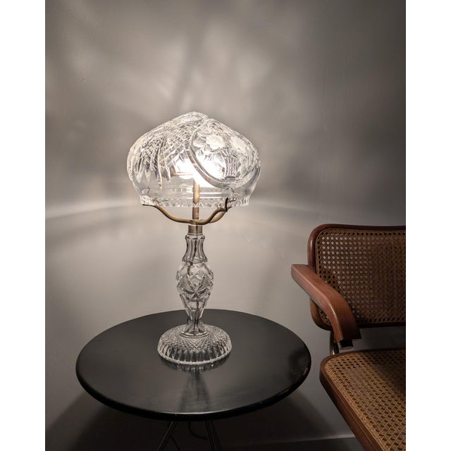 Art Deco French Cut Crystal Mushroom Table Lamp, 1920s For Sale - Image 3 of 18
