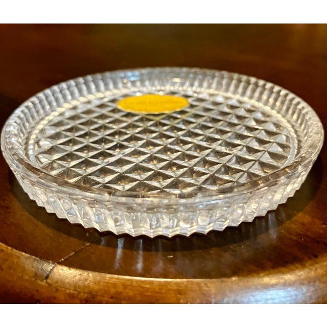 Metal Vintage West German Lead Crystal Coaster Set in Metal Rack For Sale - Image 7 of 15