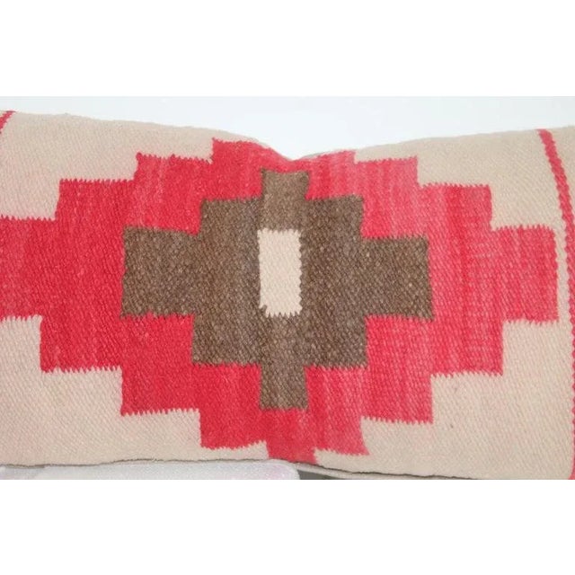 Vintage wool woven bolster pillow. The backing is in a taupe cotton linen.