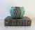 Handmade Turquoise Studio Pottery Vase With a Dark Geometric Pattern For Sale In Milwaukee - Image 6 of 8