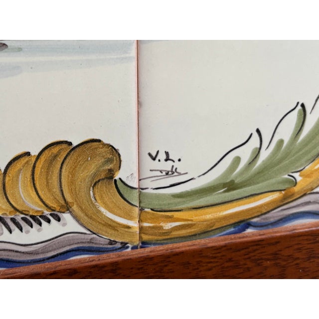 Wood Italian Delft Inspired Majolica Tile Wall Mural Backsplash Art For Sale - Image 7 of 10