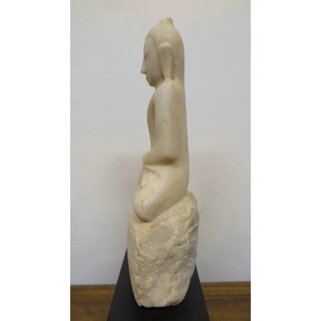 Folk Art 19th Century Alabaster Buddha Statue For Sale - Image 3 of 10