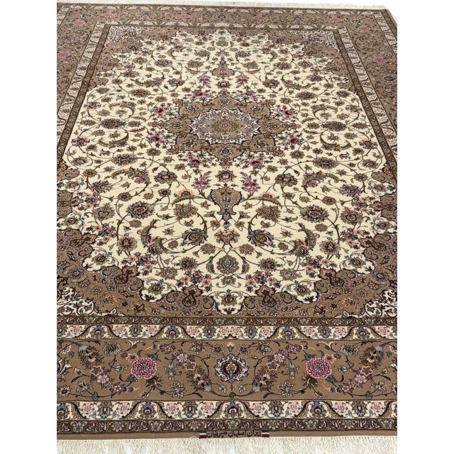 Super Fine Hand Knotted Persian Silk & Wool Isfahan Rug 8'3"x 11'9" For Sale - Image 9 of 16