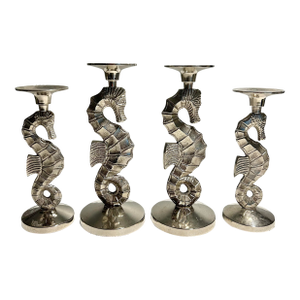 MCM Andrea by Sadek Silverplate Seahorse Candlestick Holders - A 4 Piece Set