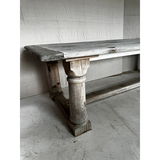 Gray Vintage Wood Trestle Farmhouse Rustic Ralph Lauren Dining Table For Sale - Image 8 of 10