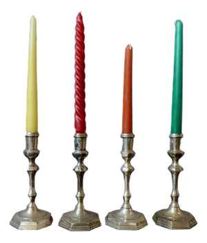 Silver Metal Candlesticks, Set of 4