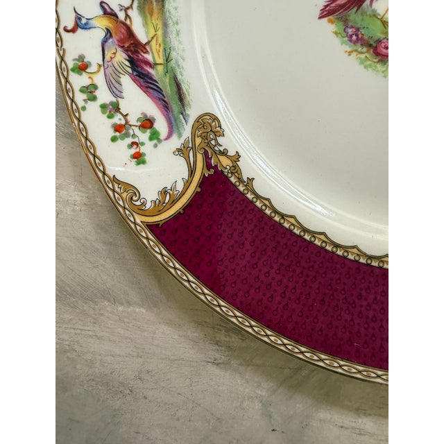 1950s 1950s Myott Chelsea Bird Dinner Plates 10 5/8” Burgundy Transferware England - Set of Three (3) For Sale - Image 5 of 8