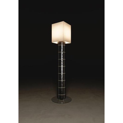 Gold Large Navazi Floor Lamp in Ceramic with Linen and Frosted Glass by Svitanok For Sale - Image 8 of 9