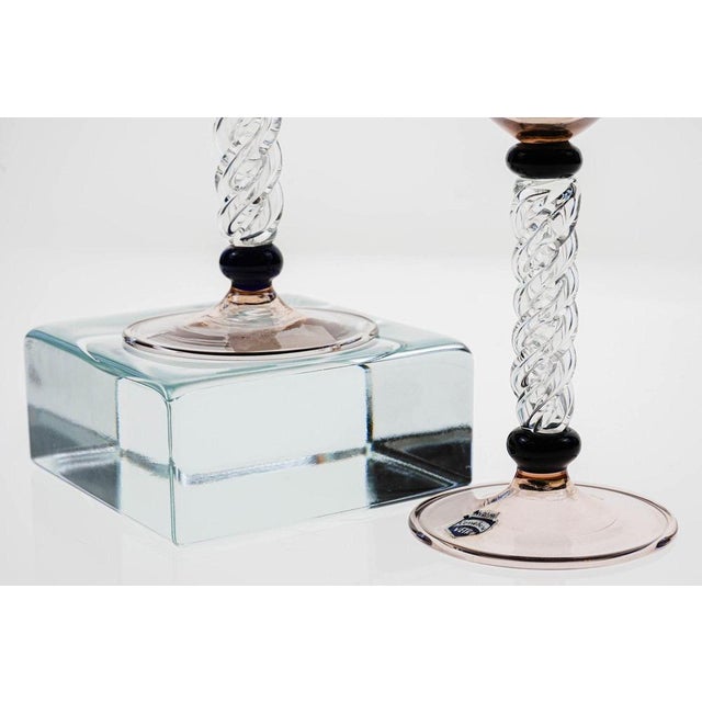 Amethyst Glass Champagne Goblets with Twisted Stems and Black Necks from Cenedese, 1960s, Set of 2 For Sale - Image 6 of 18