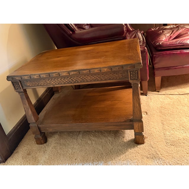 Romweber Vintage Romweber Viking Oak Two Tier Mid-Century End Table For Sale - Image 4 of 10
