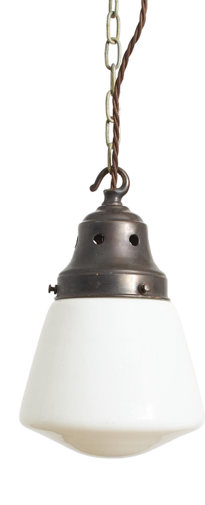 Vintage Art Deco Church Opaline Milk Glass Pendant Light, 1940s
