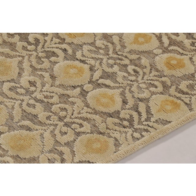 Rug & Kilim Rug & Kilim’s Block Print Runner With Gold & Beige-Brown Geometric Pattern For Sale - Image 4 of 10