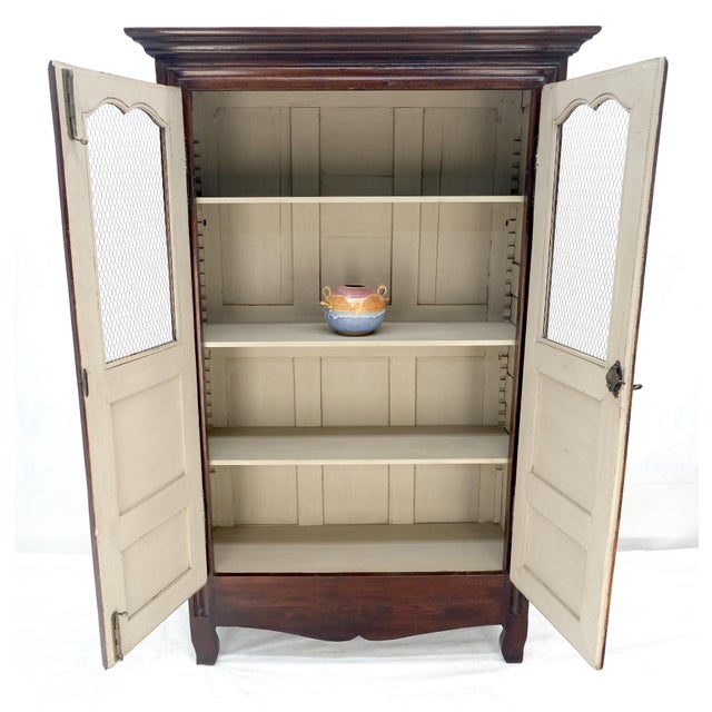 Solid Oak Paneled Back 2 Door Adjustable Shelves Antique Cupboard Blanket Chest For Sale - Image 4 of 7