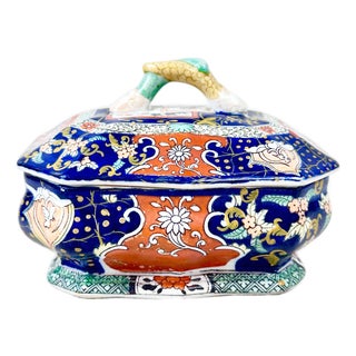 Antique Regency Coalport Imari Porcelain Covered Trinket Box - Pattern 430 For Sale