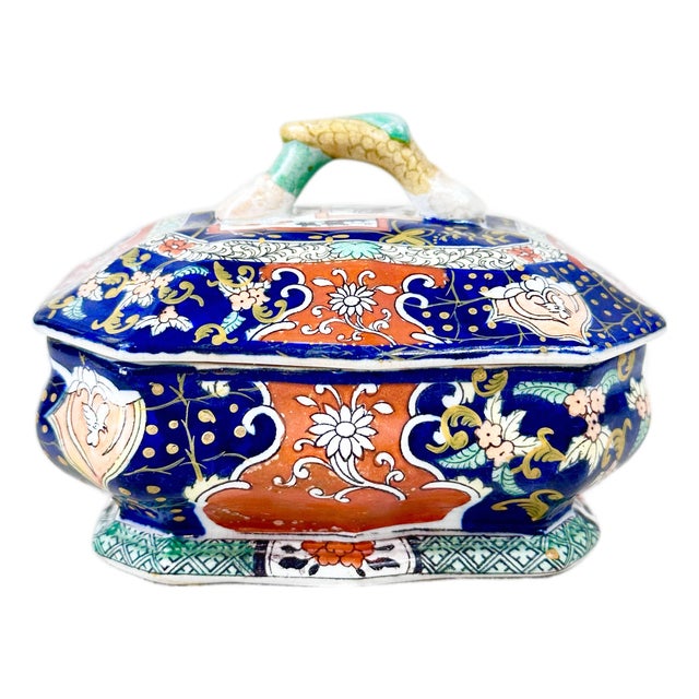 Antique Regency Coalport Imari Porcelain Covered Trinket Box - Pattern 430 For Sale
