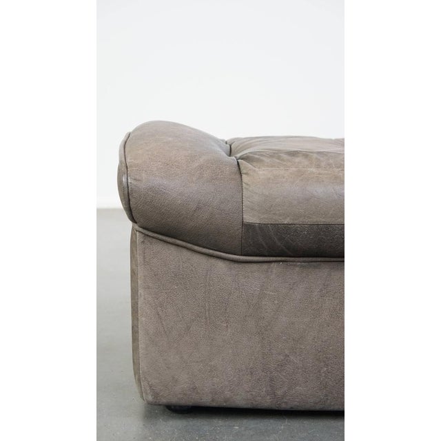 Gray Vintage Gray Leather Ottoman, 1970s For Sale - Image 8 of 10