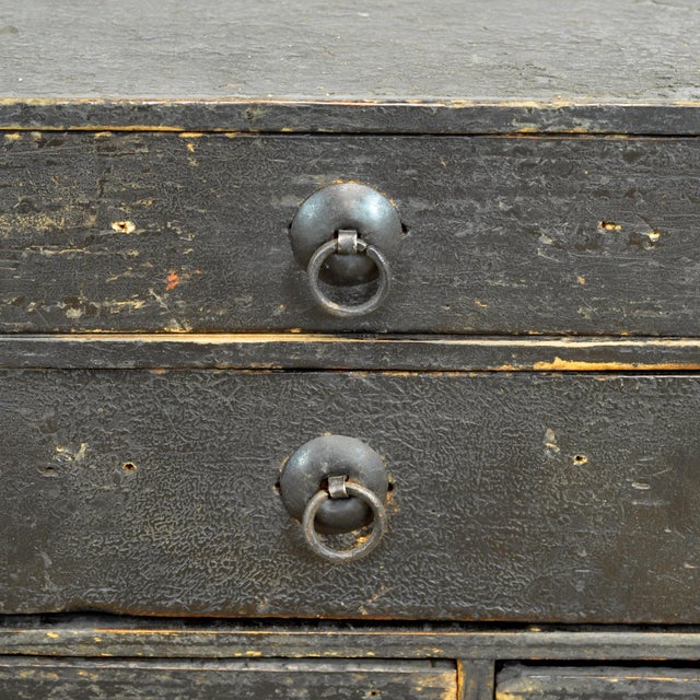 Wood Small Antique Japanese Chest of Drawers, 1900 For Sale - Image 7 of 9