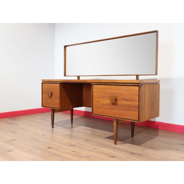 Mid Century Modern Vintage Dresser Vanity Desk Danish Kofod Larsen G Plan Danish Style For Sale In Greensboro - Image 6 of 14