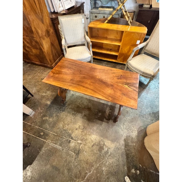 19th Century 19th C. Italian Walnut Trestle Table For Sale - Image 5 of 6