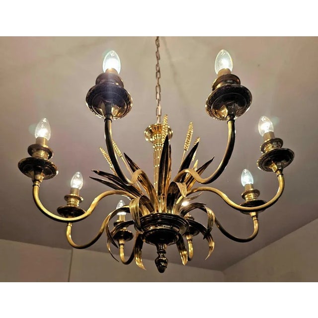 Hollywood Regency Golden Chandelier, 1970s For Sale - Image 12 of 13