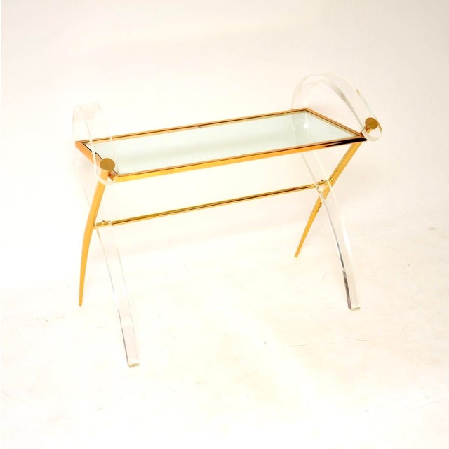 Vintage Italian Acrylic Glass and Gilt Console Table, 1970s For Sale - Image 6 of 11
