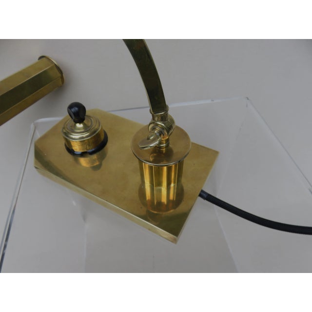 Vintage Art Deco Polished Brass Piano Light For Sale - Image 14 of 18