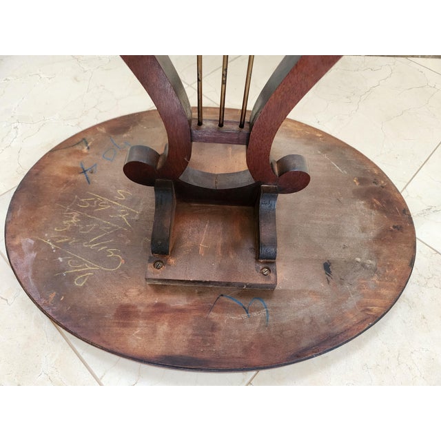 Wood 1960s Pair of Victorian Style Lyre Harp Side Tables - Mahogany For Sale - Image 7 of 11