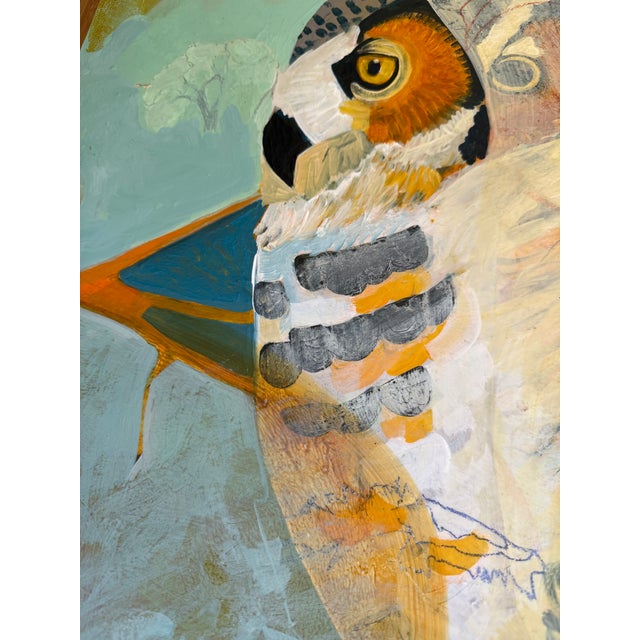 “I Spy” a Great Horrned Owl Painting by LWren Walraven For Sale - Image 9 of 9