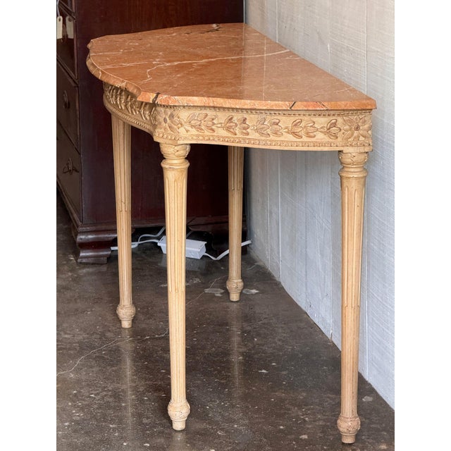 Mid 20th Century Italian Louis XVI Style Console With Rouge Marble Top For Sale - Image 12 of 13