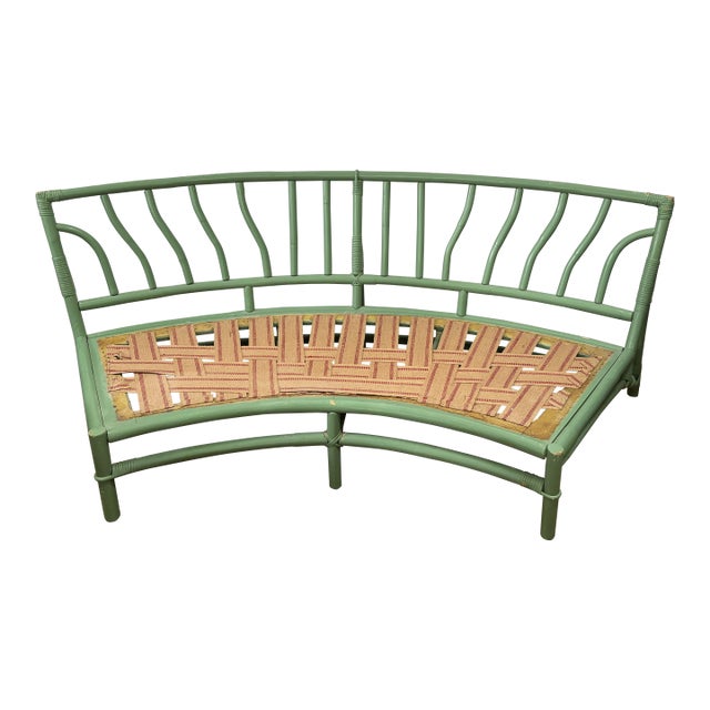 Ficks Reed Hollywood Regency Style Vintage Rattan Sofa For Sale