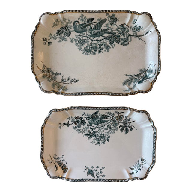 Antique Gustavsberg Serving Platters in the Wexio Guld Pattern - a Pair For Sale
