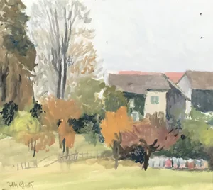 Isaac Charles Goetz, Paysage de campagne, 1938, Watercolor on Paper