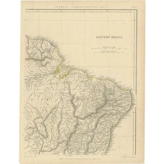 Antique Map of Eastern Brazil, 1849 For Sale