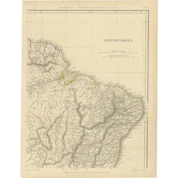 Antique Map of Eastern Brazil, 1849 For Sale
