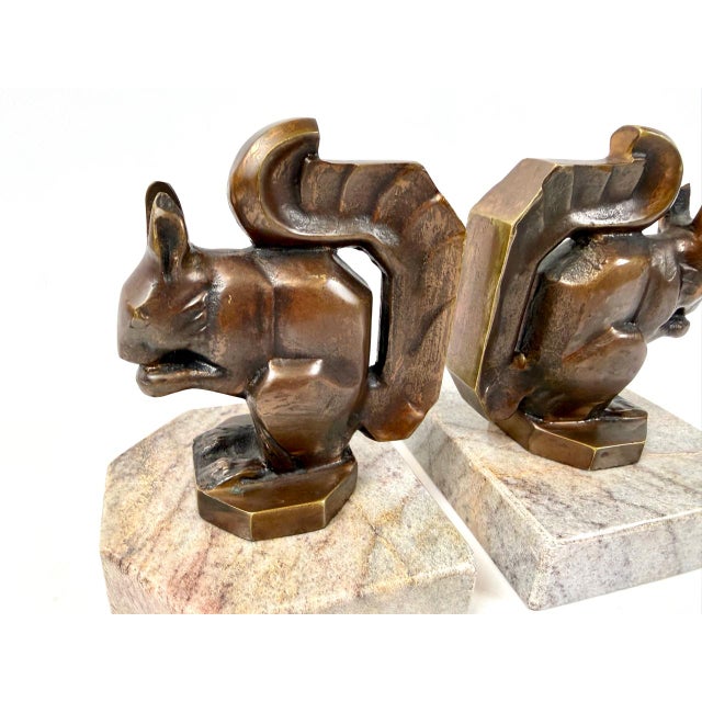 Art Deco Bronze Squirrel Bookends atributted to Max Le Verrier, 1930s, Set of 2 For Sale - Image 4 of 13