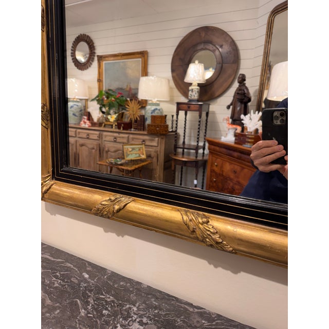 Wood 19th Century Ebony and Gold Restoration Mirror For Sale - Image 7 of 9