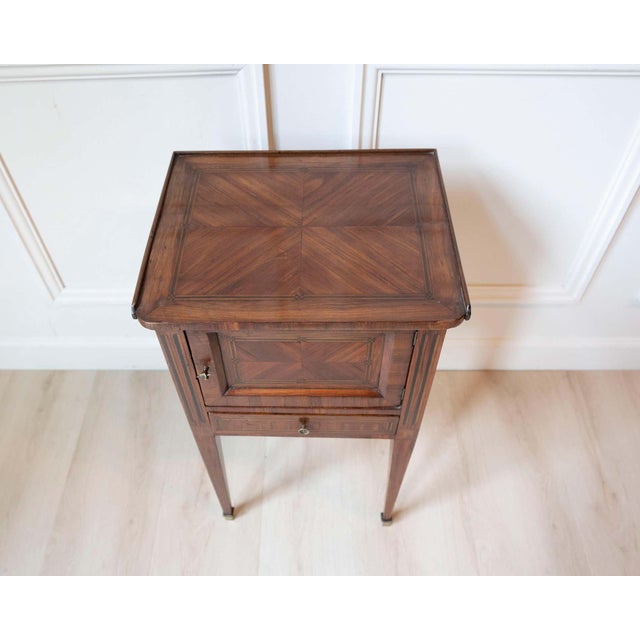 Brown Louis XVI Style Marquetry Bedside Table — French, 19th Century For Sale - Image 8 of 12