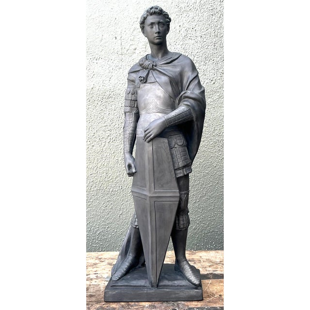 Vintage Danish Saint George Terracotta Sculpture For Sale - Image 4 of 12