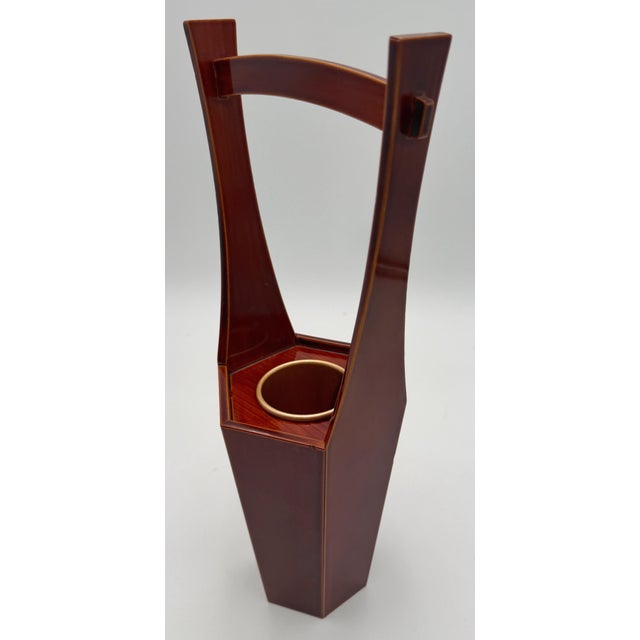 Japanese Hida Shunkei Lacquered Ikebana Vase Stand With Insert For Sale - Image 9 of 9