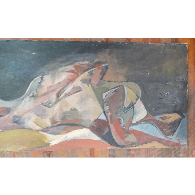 Mid-Century Modern Mid-Century Modern Abstract Cubist Reclining Nude Female Figure Painting For Sale - Image 3 of 14