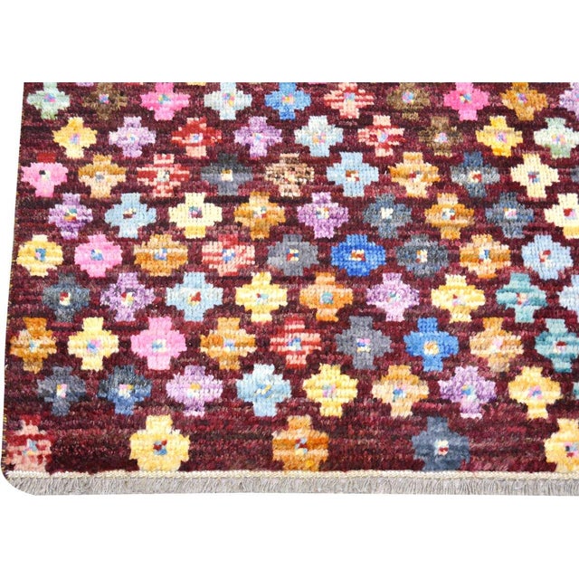 Moroccan 1950s Moroccan Millefleur Hand Knotted Wool Rug, 5'7''x7'9'' For Sale - Image 3 of 5