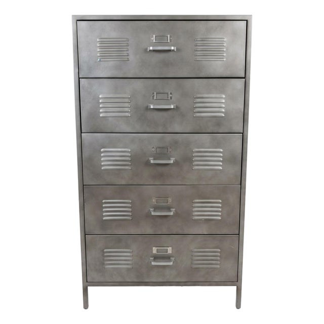Tall Industrial Steel Metal Chest of Drawers, Dresser For Sale