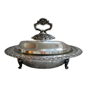 Vintage Silver Plate Chaffing Dish / Covered Dish