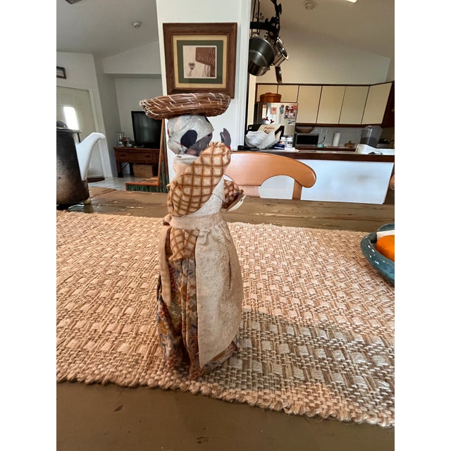 1920s Antique 1922 Jamaican b.w.i. Handmade Folk Art Market Woman Doll With Basket For Sale - Image 5 of 8
