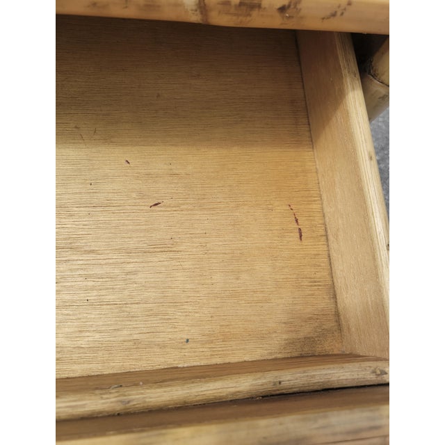 Wood Vintage Smooth Black Insert Bamboo 5 Drawer Regency Chest of Drawers For Sale - Image 7 of 10