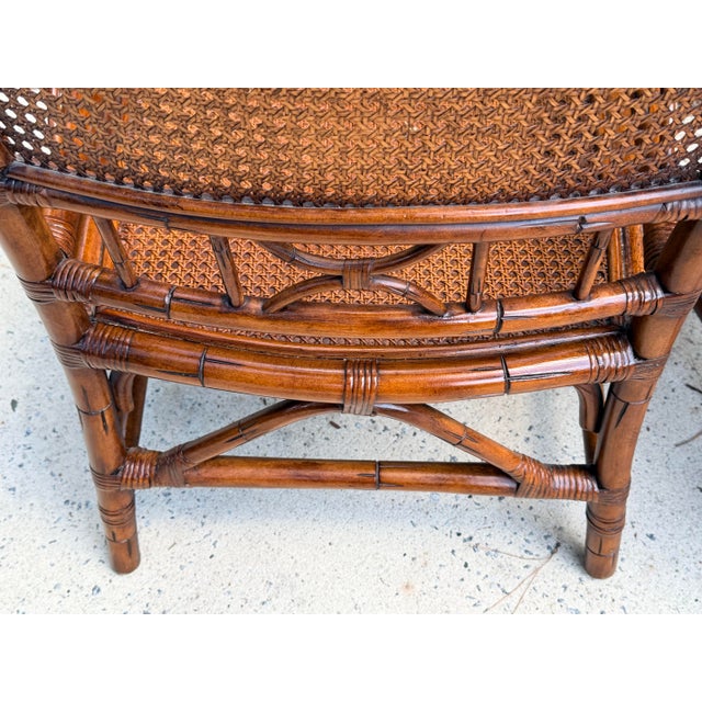 Vintage Chinoiserie Rattan Bamboo Armchairs Woven Cane Seat & Backrest 1970s For Sale - Image 11 of 14