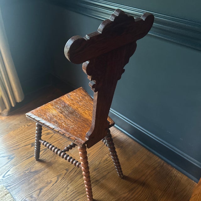 18th Century Antique Carved Hall Chair For Sale - Image 9 of 9