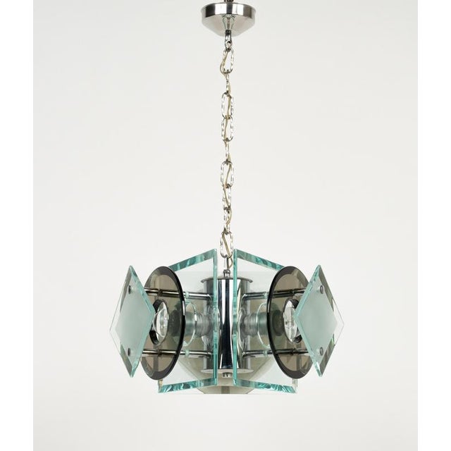 Mid-Century Modern Italian Glass and Chrome Light by Lupi Cristal Luxor, 1970s For Sale - Image 9 of 13